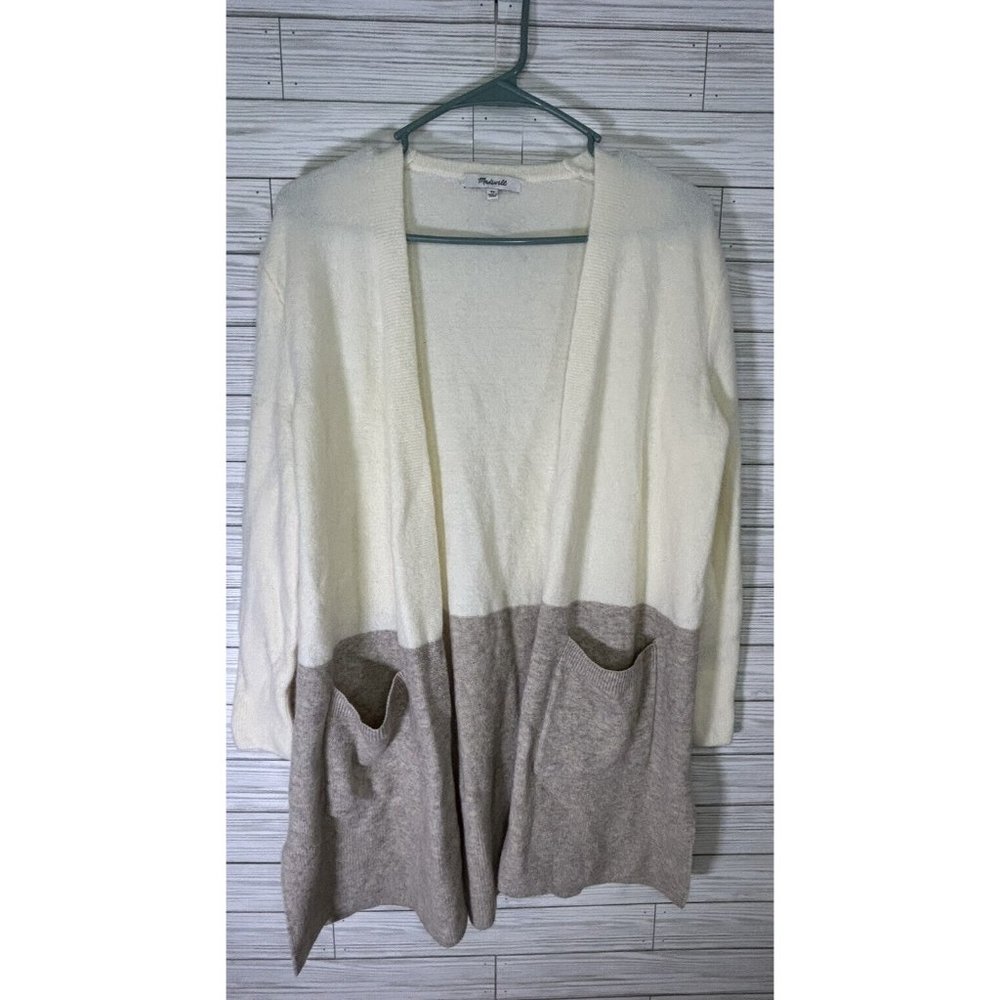 Madewell  Colorblock Cardigan Sweater Wool Alpaca Size XS White Ran Kent Relaxed